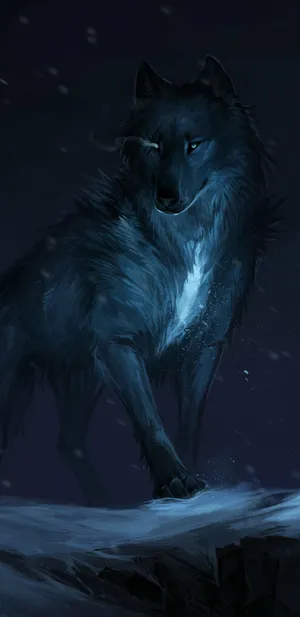 Mystical_ Nighttime_ Wolf Wallpaper