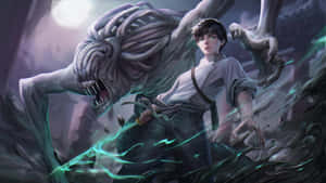 Mystical_ Warrior_and_ Beast Wallpaper