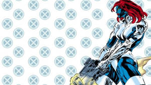 Mystique Unleashing Fury With Machine Gun Wallpaper