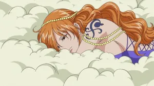 Nami One Piece Sleeping In Yomo's Wool Wallpaper