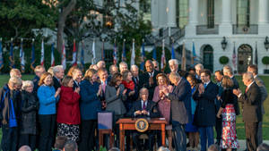 Nancy Pelosi Delivering A Speech Wallpaper