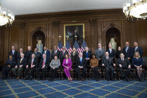 Nancy Pelosi Delivering A Speech Wallpaper