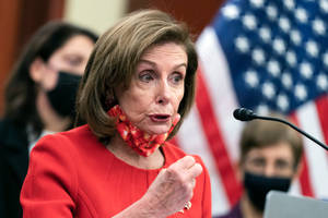 Nancy Pelosi Red Face Mask Wallpaper