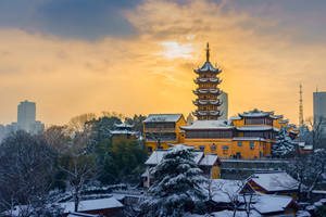 Nanjing Jiming Temple Blizzard Wallpaper