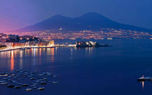 Naples Mount Vesuvius Silhouette Wallpaper