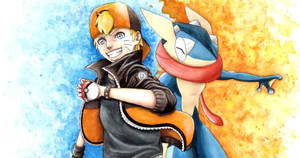 Naruto And Greninja, Allies In Battle Wallpaper