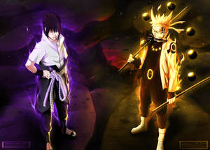 Naruto And Sasuke – Fierce Avowed Rivals Wallpaper