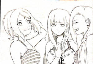 Naruto Girls Sketch Wallpaper