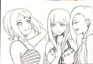 Naruto Girls Sketch Wallpaper