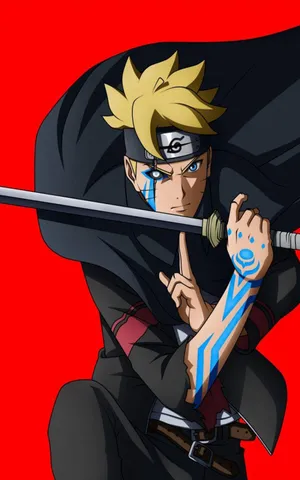 Naruto_with_ Sword_ Red_ Background Wallpaper