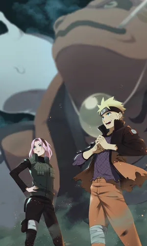 Narutoand Sakurai Phone Wallpaper Wallpaper
