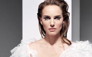 Natalie Portman In Feathered Dress Wallpaper