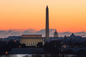 National Mall Monument Orange Sky Wallpaper