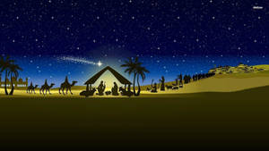 Nativity Scene Holy Family And Three Kings Wallpaper