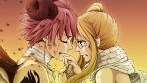 Natsu And Lucy From Fairy Tail Join Forces Wallpaper