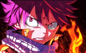 Natsu Dragneel Unleashing His Fire Dragon Slayer Magic Wallpaper