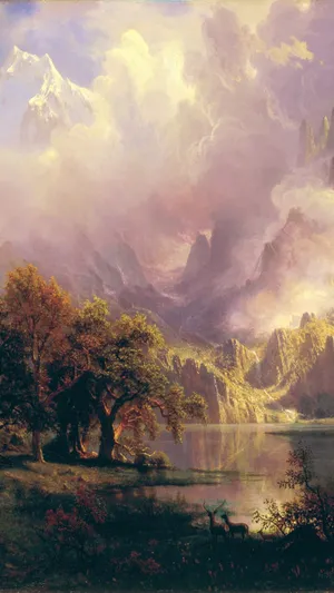Nature Rocky Mountain Famous Paintings Iphone Wallpaper