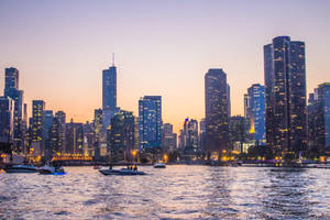 Navy Pier Chicago Sunset Lake Wallpaper