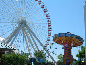 Navy Pier Wheel Swinger Attractions Wallpaper