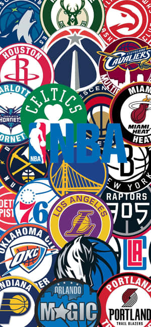 Nba Logo With Team Badges Wallpaper