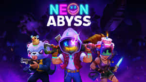 Neon Abyss - A Game With Characters In Front Of A Purple Background Wallpaper