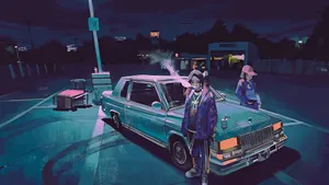 Neon Aesthetic Car Parking Lot Wallpaper