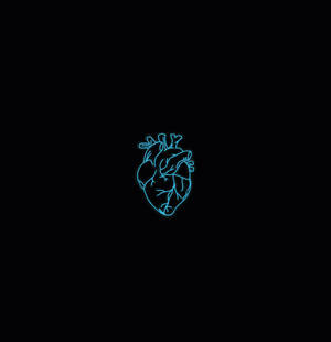 Neon Blue Aesthetic Human Heart Wallpaper