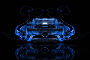 Neon Blue Lamborghini Smoke Art Wallpaper
