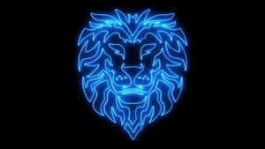 Neon Blue Lion Face Art Wallpaper