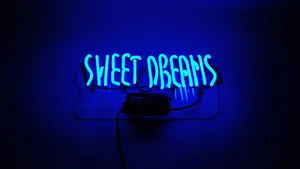 Neon Blue Sweet Dreams Signage Wallpaper