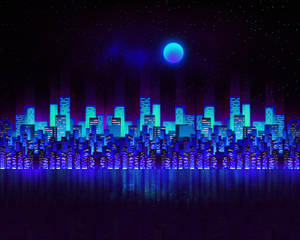 Neon City Blue Aesthetic Pc Wallpaper