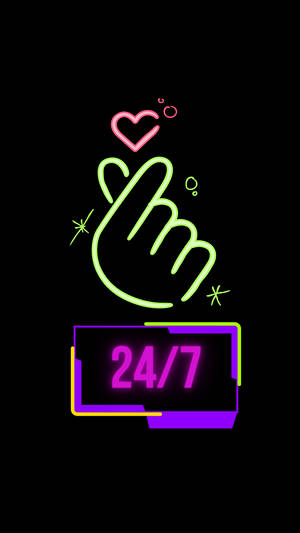 Neon Colored Finger Heart Wallpaper