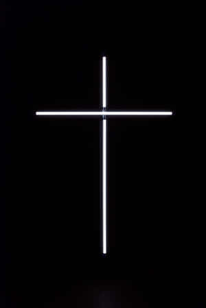 Neon Cross Minimalist Mobile Wallpaper