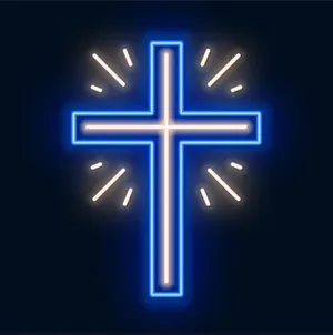Neon Cross Neon Blue And White Wallpaper