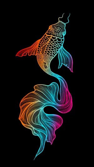 Neon Fish Art Iphone Wallpaper