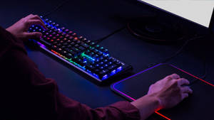 Neon Glow Computer Keyboard Wallpaper