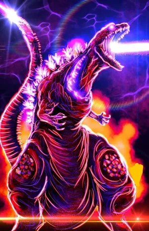 Neon Godzilla Artwork Wallpaper