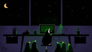 Neon Green Penguins Wallpaper