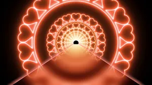 Neon Heart Lights Tunnel Stage Wallpaper