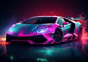 Neon Lamborghini Aventador Fire Wallpaper