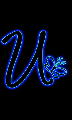 Neon Letter U With Butterfly Wallpaper