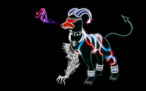 Neon Light Houndoom With Black Backdrop Wallpaper