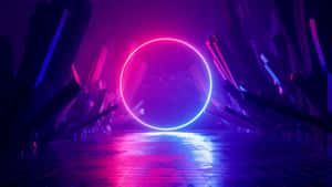 Neon Light In The Dark Tunnel Wallpaper