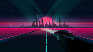 Neon Lights And City Spotlights Wallpaper