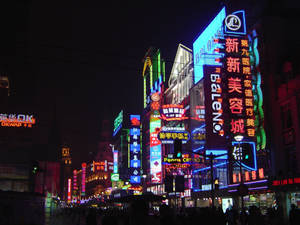 Neon Lights Japan Street Wallpaper