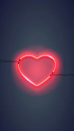 Neon Orange Aesthetic Heart Wallpaper