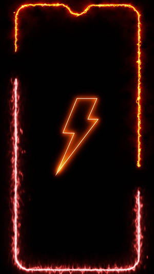 Neon Orange Aesthetic Lightning Bolt Phone Frame Wallpaper