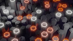 Neon Orange And White Hexagon Wallpaper