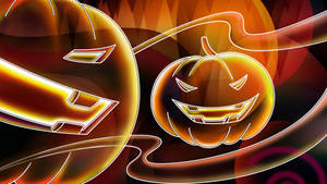 Neon Orange Halloween Pumpkins Wallpaper