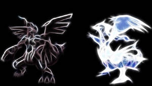 Neon Outline Reshiram And Zekrom Wallpaper